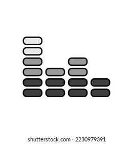 Equalizer, frequency with dashes color vector grayscale icon. Audio signal. Music sign. Graph symbol for music and sound web site and apps design, logo, app, UI