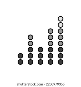 Equalizer, frequency with dots color vector grayscale icon. Audio signal. Music sign. Graph symbol for music and sound web site and apps design, logo, app, UI