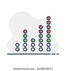 Equalizer, frequency with dots isolated vector icon. Audio signal. Music sign. Graph symbol for music and sound web site and apps design, logo, app, UI
