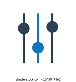 Equalizer glyph blue color icon vector 