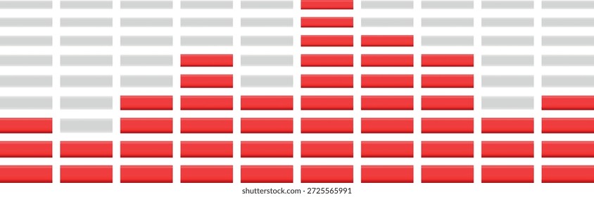 Ecualizador con indicador de onda de sonido gris y rojo sin fondo.