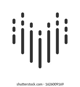 equalizer heart shaped, linear icon. Editable stroke