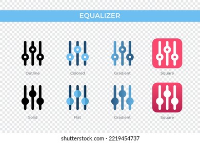 equalizer icon in different style. equalizer vector icons designed in outline, solid, colored, gradient, and flat style. Symbol, logo illustration. Vector illustration