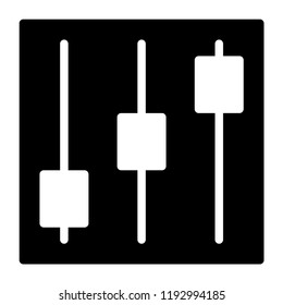 Equalizer icon. Drop shadow silhouette symbol. Preferences switcher. Music studio mixer console. Sound level control. Vector isolated illustration