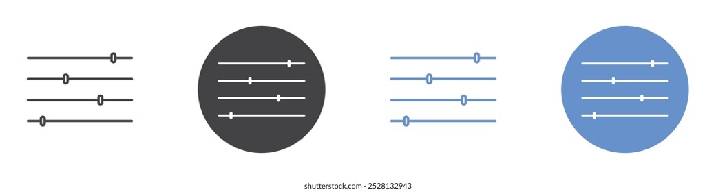 Equalizer-Symbol Flache Kunst in Schwarz-Weiß einzeln