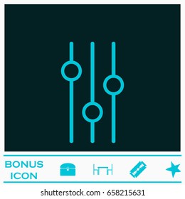 Equalizer icon flat. Blue pictogram on dark background. Vector illustration symbol and bonus icons