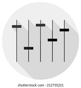 Equalizer icon. Flat design style modern vector illustration. Isolated on stylish color background. Flat long shadow icon. Elements in flat design.