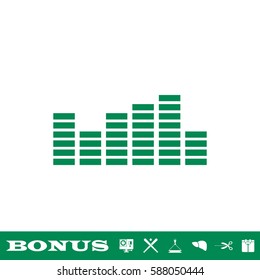 Equalizer icon flat. Green pictogram on white background. Vector illustration symbol and bonus button