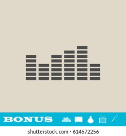 Equalizer icon flat. Grey pictogram on light background. Vector illustration symbol and bonus button real estate, ottoman, vase, tv, fishing rod