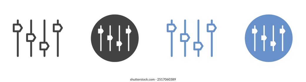Equalizer icon flat line symbol set.