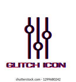 Equalizer icon flat. Simple pictogram - Glitch effect. Vector illustration symbol