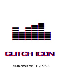 Equalizer icon flat. Simple pictogram - Glitch effect. Vector illustration symbol