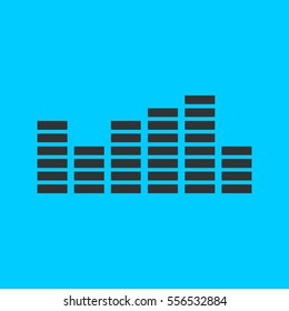 Equalizer icon flat. Simple vector black pictogram on blue background