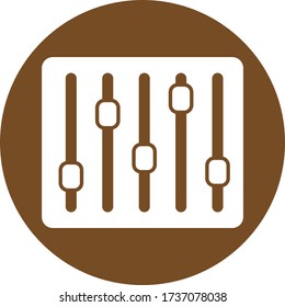 Icono de ecualizador estilo plano con fondo marrón para el diseño web 