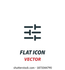 equalizer icon in a flat style. Vector illustration pictogram on white background. Isolated symbol suitable for mobile concept, web apps, infographics, interface and apps design.
