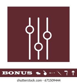 Equalizer icon flat. White pictogram on brown background. Vector illustration symbol and bonus icons