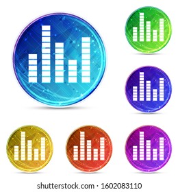 Equalizer icon isolated on digital abstract round buttons set illustration