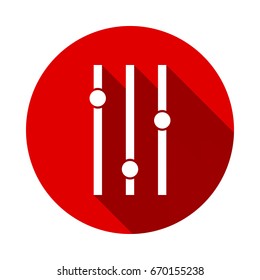 Equalizer icon isolated on red background with long shadow. flat icon