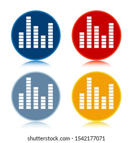 Equalizer icon isolated on trendy flat round buttons set reflected illustration design
