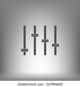 Equalizer icon. Preferences switcher. Music studio mixer console. Sound level control. Vector isolated illustration