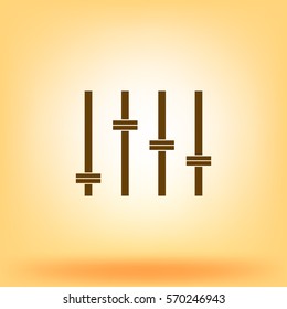 Equalizer icon. Preferences switcher. Music studio mixer console. Sound level control. Vector isolated illustration