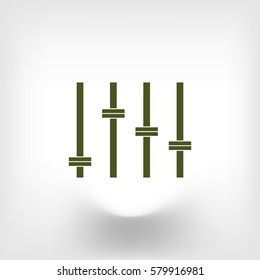 Equalizer icon. Preferences switcher. Music studio mixer console. Sound level control. Vector isolated illustration