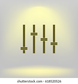 Equalizer icon. Preferences switcher. Music studio mixer console. Sound level control. Vector isolated illustration