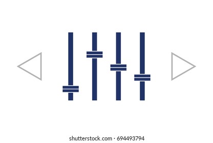 Equalizer icon. Preferences switcher. Music studio mixer console. Sound level control. Vector isolated illustration