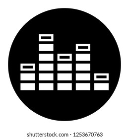 Equalizer icon, vector on black circle. White background