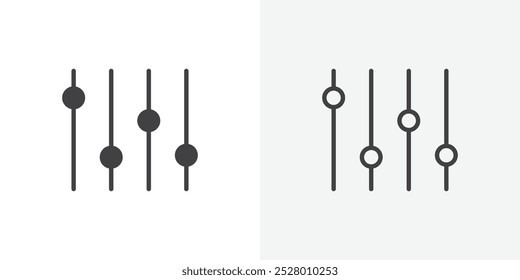 Equalizer icon vector icon set in black and white color.