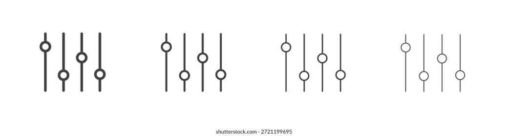 Ícones do equalizador para design gráfico e Web.