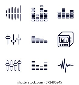 equalizer icons set. Set of 9 equalizer outline icons such as 