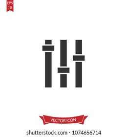 Equalizer icon.Sound vector.Music sign isolated on white background.Simple liner illustration for web and mobile platforms.