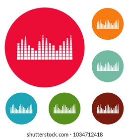 Equalizer level radio icons circle set vector isolated on white background