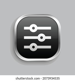 diseño de icono de línea de ecualizador. Estilo botón brillante rectángulo redondeado aislado en fondo gris. Ilustración del vector