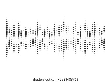 Equalizer lines. Halftone drawing. monochrome background with dots of different size.Sound wave element.