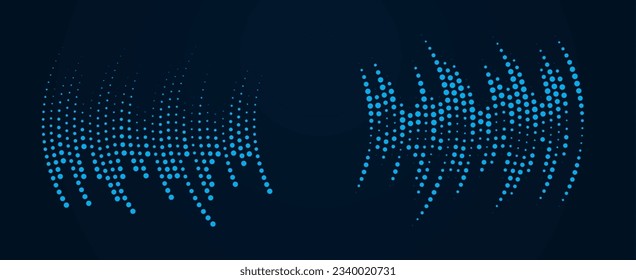 Líneas de ecualizador. Dibujo de semitono. fondo monocromo con puntos de diferente tamaño.Elemento de onda sonora.