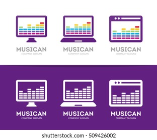 Equalizer and mobile symbol or icon. 