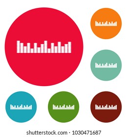 Equalizer music icons circle set vector isolated on white background