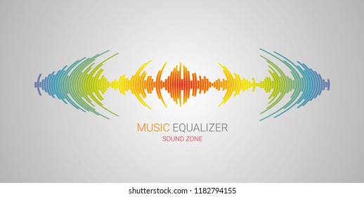 Equalizer music player. Audio colorful wave logo.