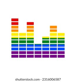 Equalizer. Music. Sound sign. Rainbow gay LGBT rights colored Icon at white Background. Illustration.