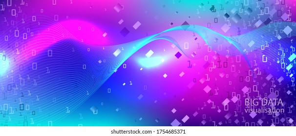 Equalizer Music Vector Background. Fractal Liquid Data Purple Blue Pink Background. Matrix Falling Binary Code. Punk Futuristic Slide. Technology Colorful Modern Layout. Equalizer Music Banner