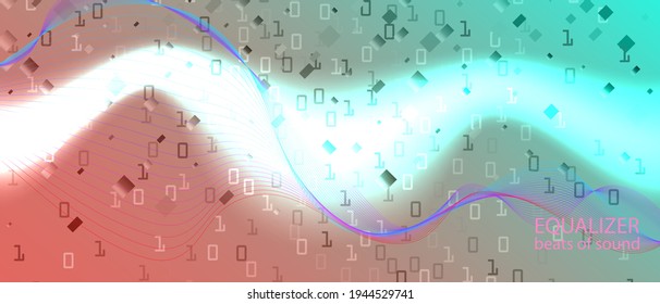 Equalizer Music Vector Wallpaper. Technology Funky Music Template. Matrix Falling Binary Code. Blue Pink Purple Background. Fractal Fluid Code Digital Equalizer Slide. Equalizer Music Banner