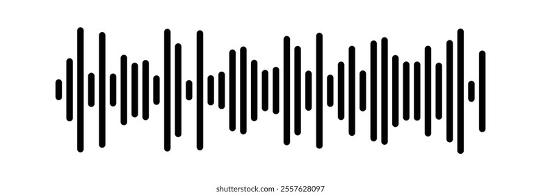 Equalizer music waves collection. Set of black music wave. Black music line wave beat collection. Frequency audio waveform, music wave isolated on white background in eps 10.