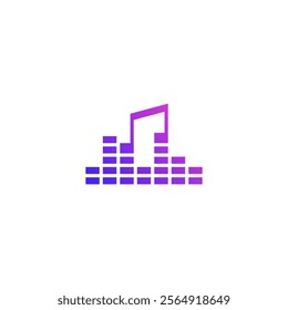 Equalizer and musical note company logo design.