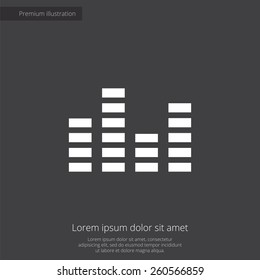 equalizer premium illustration icon, isolated, white on dark background, with text elements 