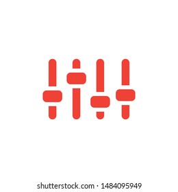 Equalizer Red Icon On White Background. Red Flat Style Vector Illustration.