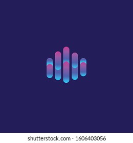 Equalizer sign icon and logo in neon glow cyberpunk style graphic