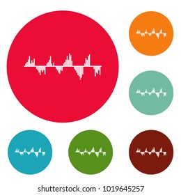 Equalizer signal icons circle set vector isolated on white background