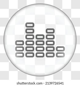 Equalizer simple icon. Flat design. Glass button on transparent grid.ai
